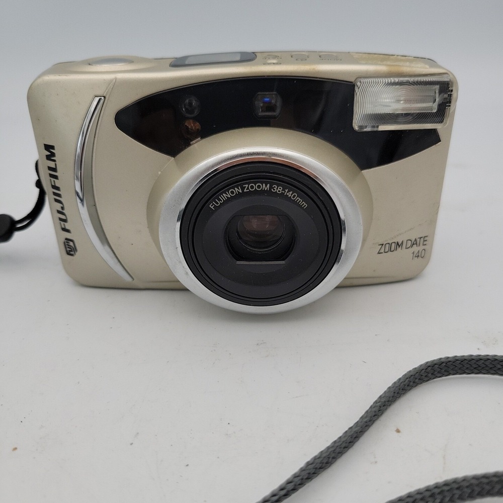 FUJIFILM Zoom Date 140 38-140mm Fujinon Lens 35mm Film Camera Gold